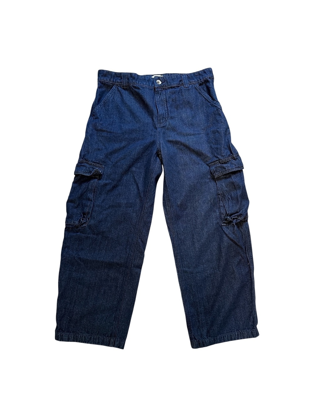 Everlane Mid-Rise Cargo Jeans 31 Regular Blue Wide Leg Slouchy Organic Denim